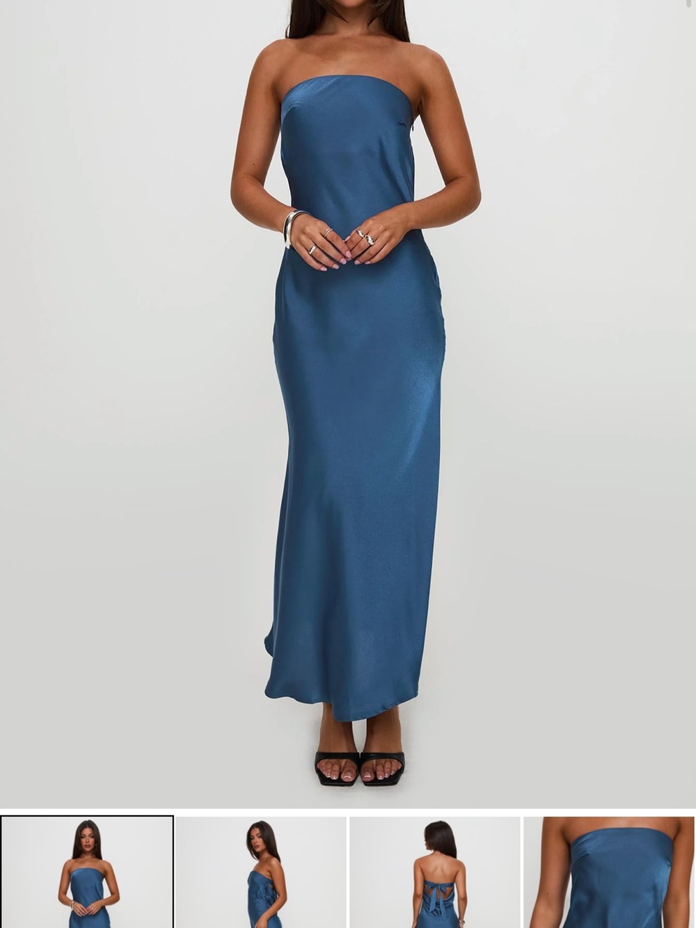 Princess Polly Navy Strapless Satin Midi Dress